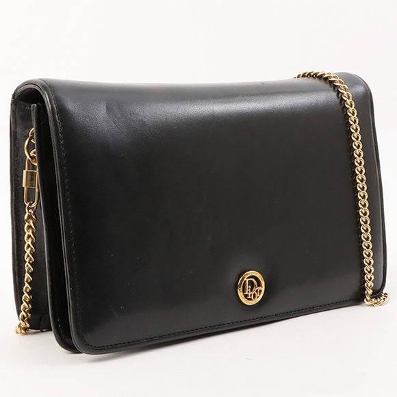 DIOR Logo Plate Metal Clasp Pocket Shoulder Bag Black - Picture 2 of 16